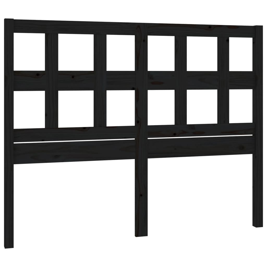 Bed Headboard Black 125.5x4x100 cm Solid Wood Pine