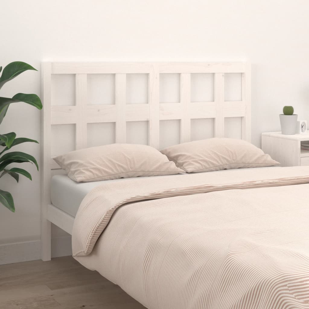 Bed Headboard White 145.5x4x100 cm Solid Wood Pine