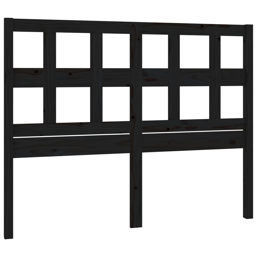 Bed Headboard Black 145.5x4x100 cm Solid Wood Pine