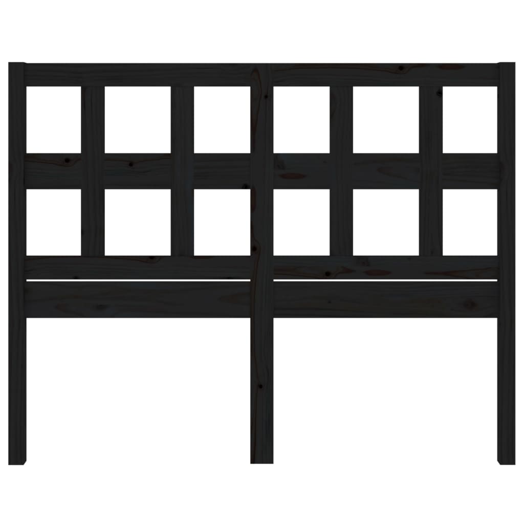 Bed Headboard Black 145.5x4x100 cm Solid Wood Pine