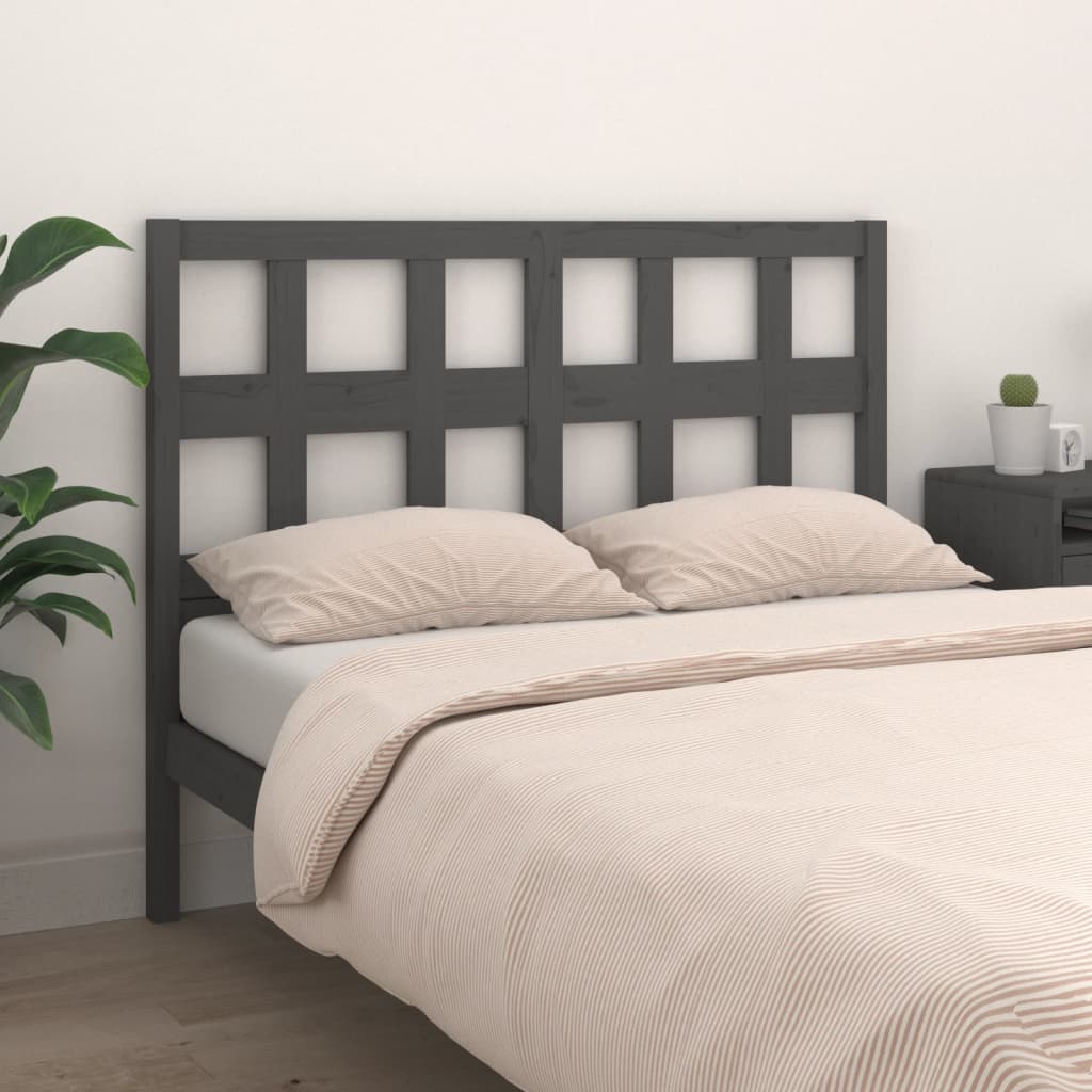 Bed Headboard Grey 165.5x4x100 cm Solid Wood Pine
