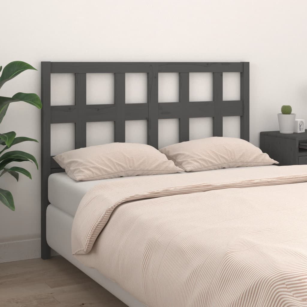 Bed Headboard Grey 165.5x4x100 cm Solid Wood Pine