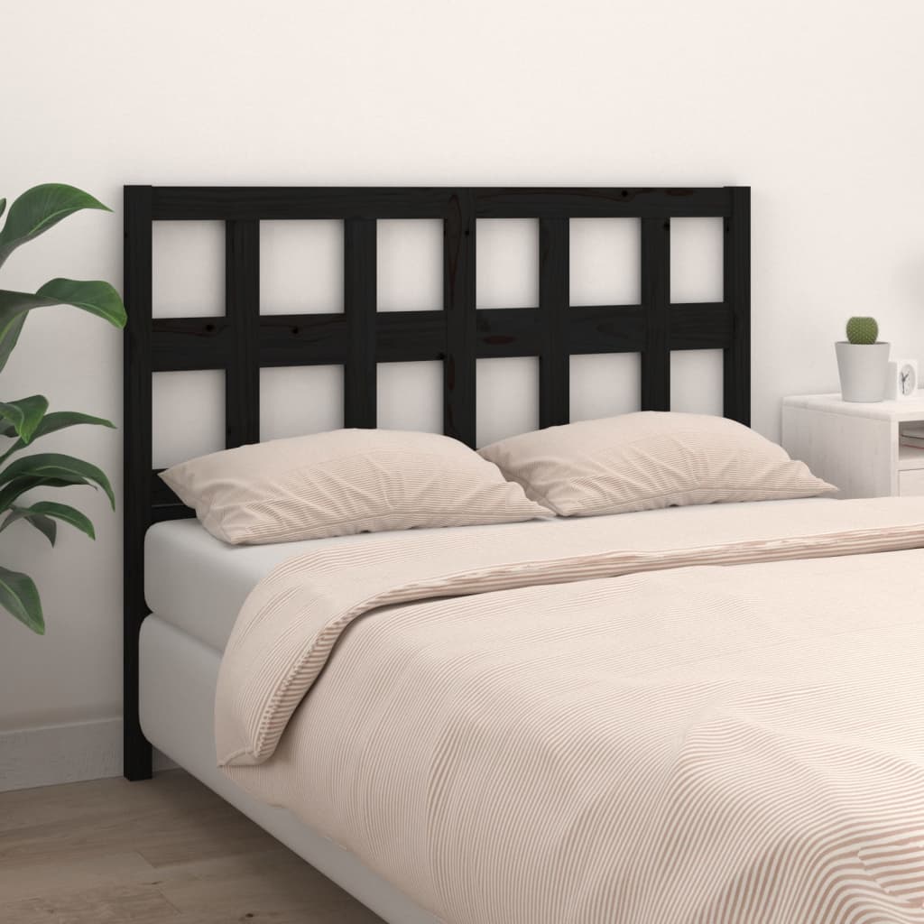 Bed Headboard Black 165.5x4x100 cm Solid Wood Pine
