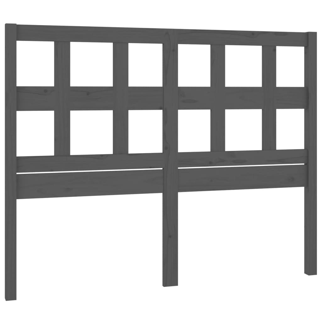 Bed Headboard Grey 205.5x4x100 cm Solid Wood Pine