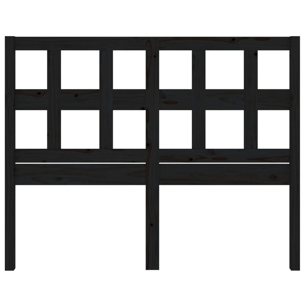Bed Headboard Black 205.5x4x100 cm Solid Wood Pine