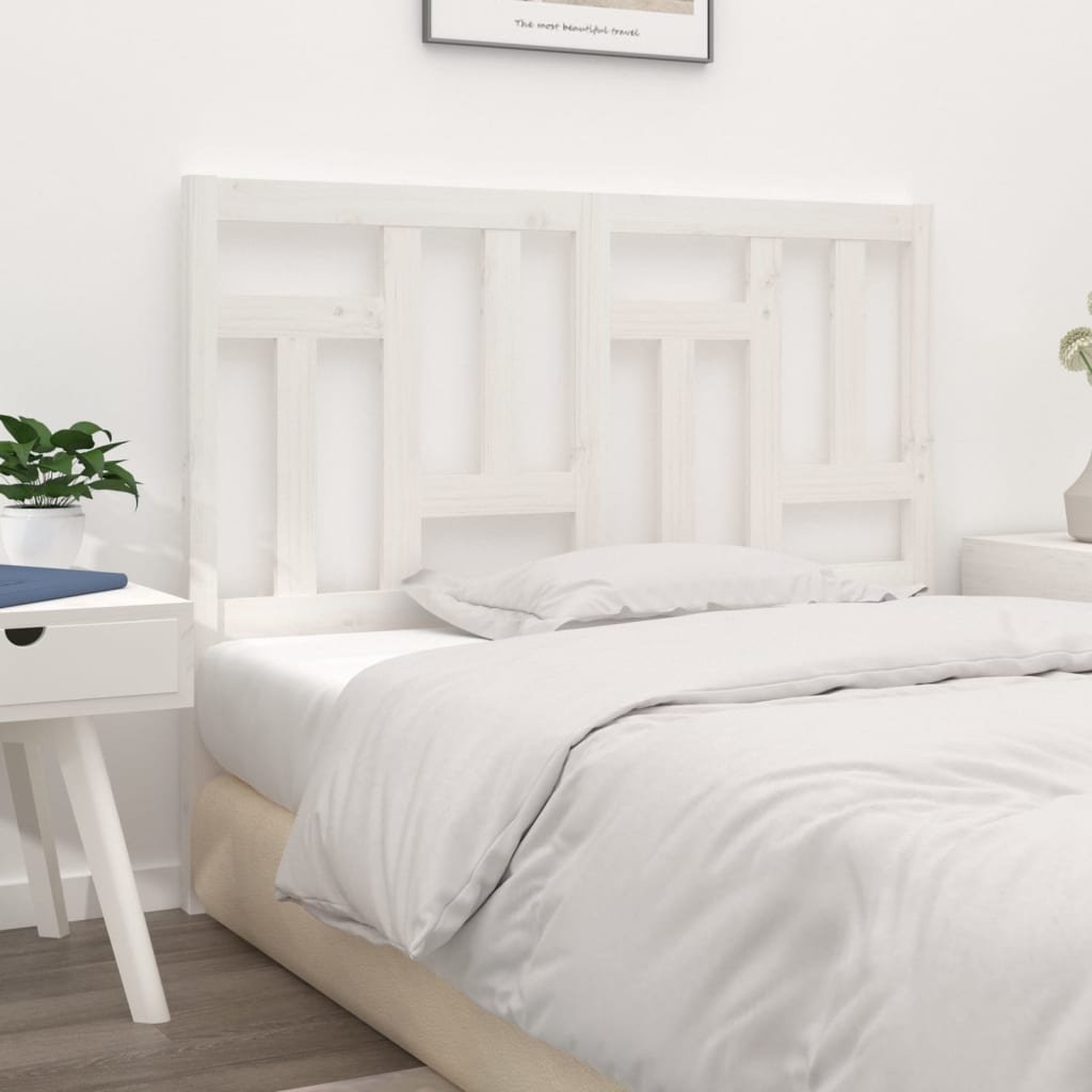 Bed Headboard White 125.5x4x100 cm Solid Wood Pine