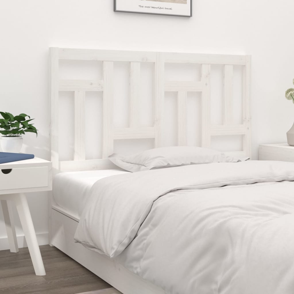 Bed Headboard White 145.5x4x100 cm Solid Wood Pine