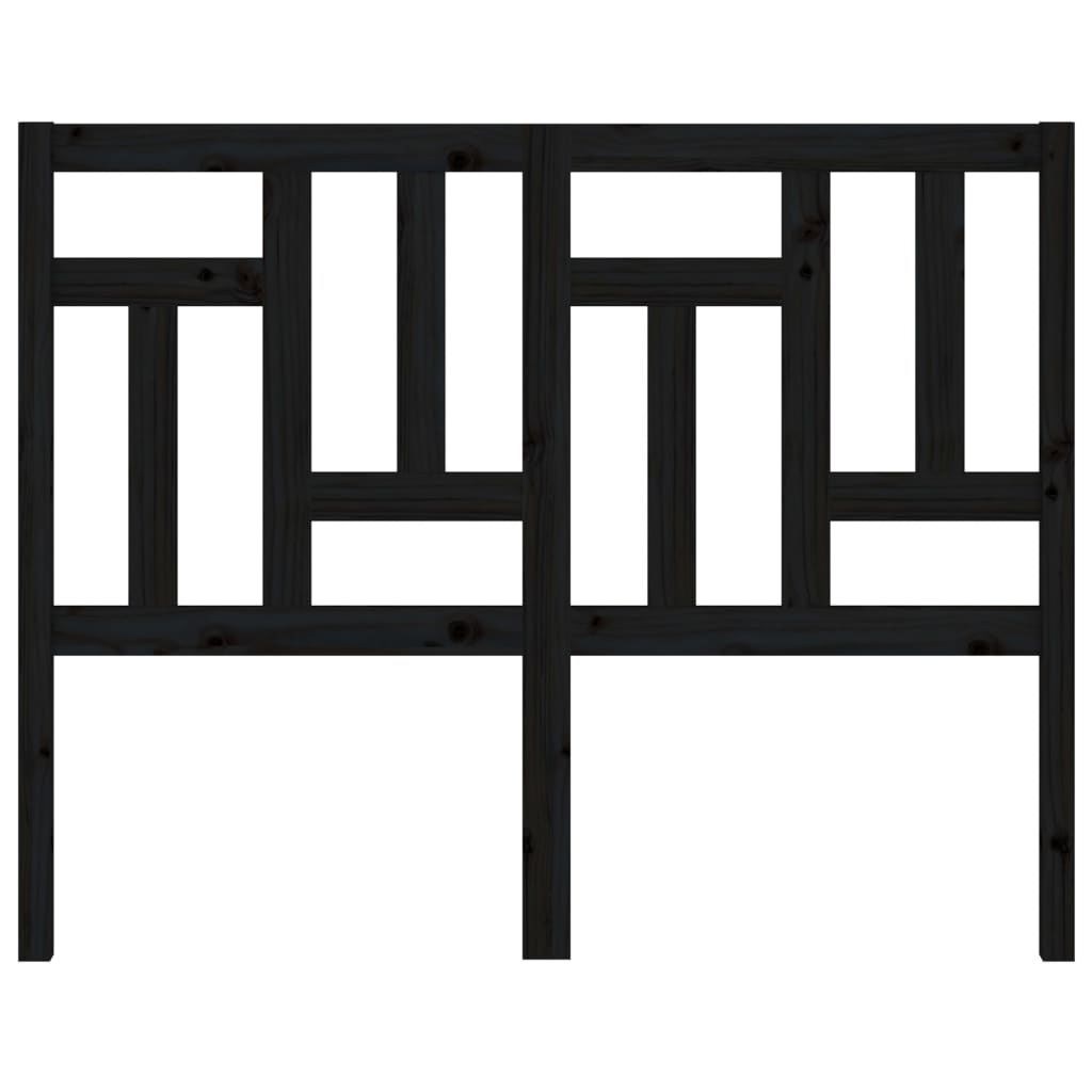 Bed Headboard Black 205.5x4x100 cm Solid Wood Pine