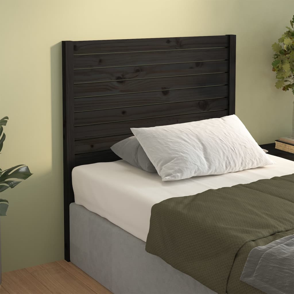 Bed Headboard Black 81x4x100 cm Solid Wood Pine