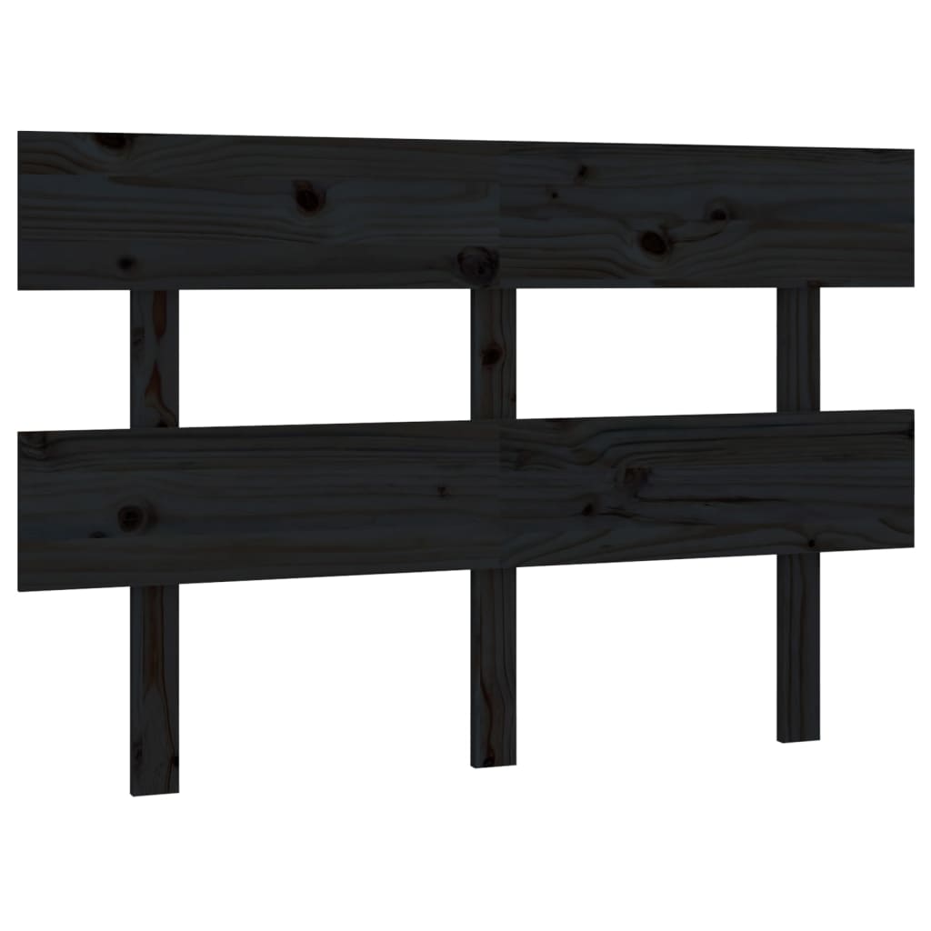 Bed Headboard Black 124x3x81 cm Solid Wood Pine