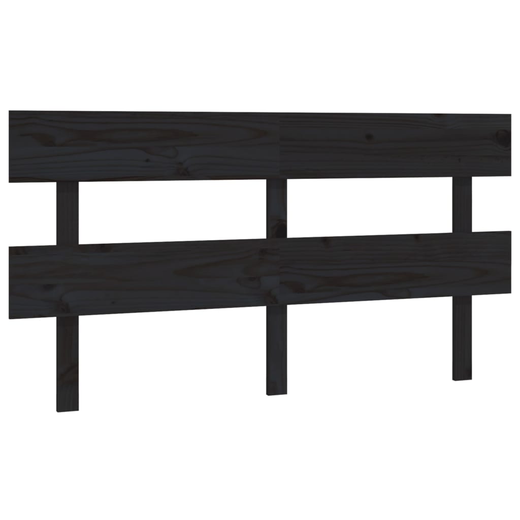 Bed Headboard Black 164x3x81 cm Solid Wood Pine