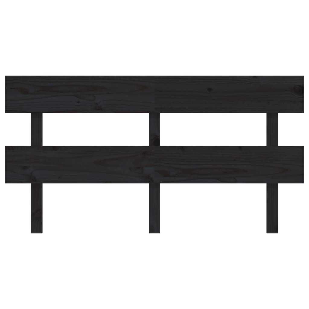Bed Headboard Black 164x3x81 cm Solid Wood Pine