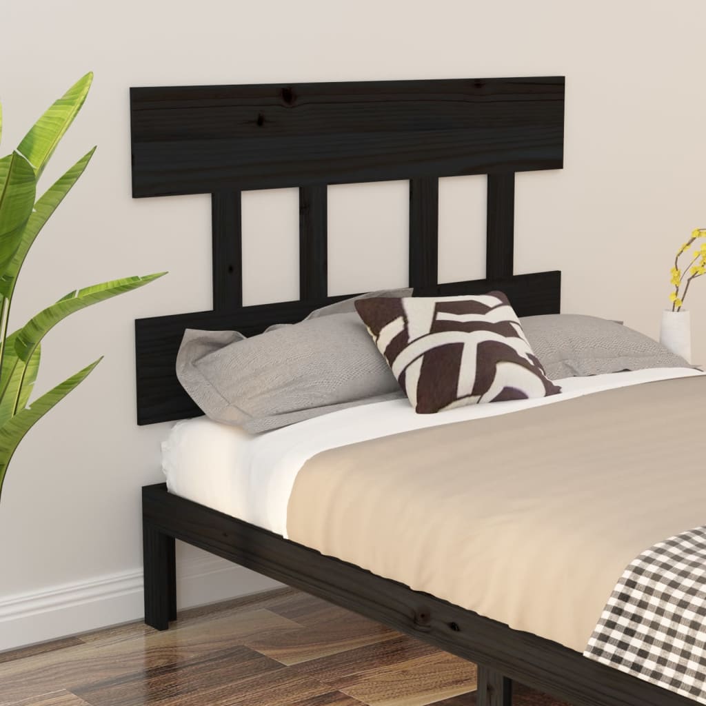 Bed Headboard Black 103.5x3x81 cm Solid Wood Pine