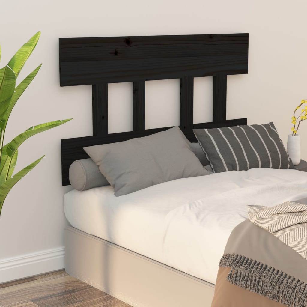 Bed Headboard Black 103.5x3x81 cm Solid Wood Pine