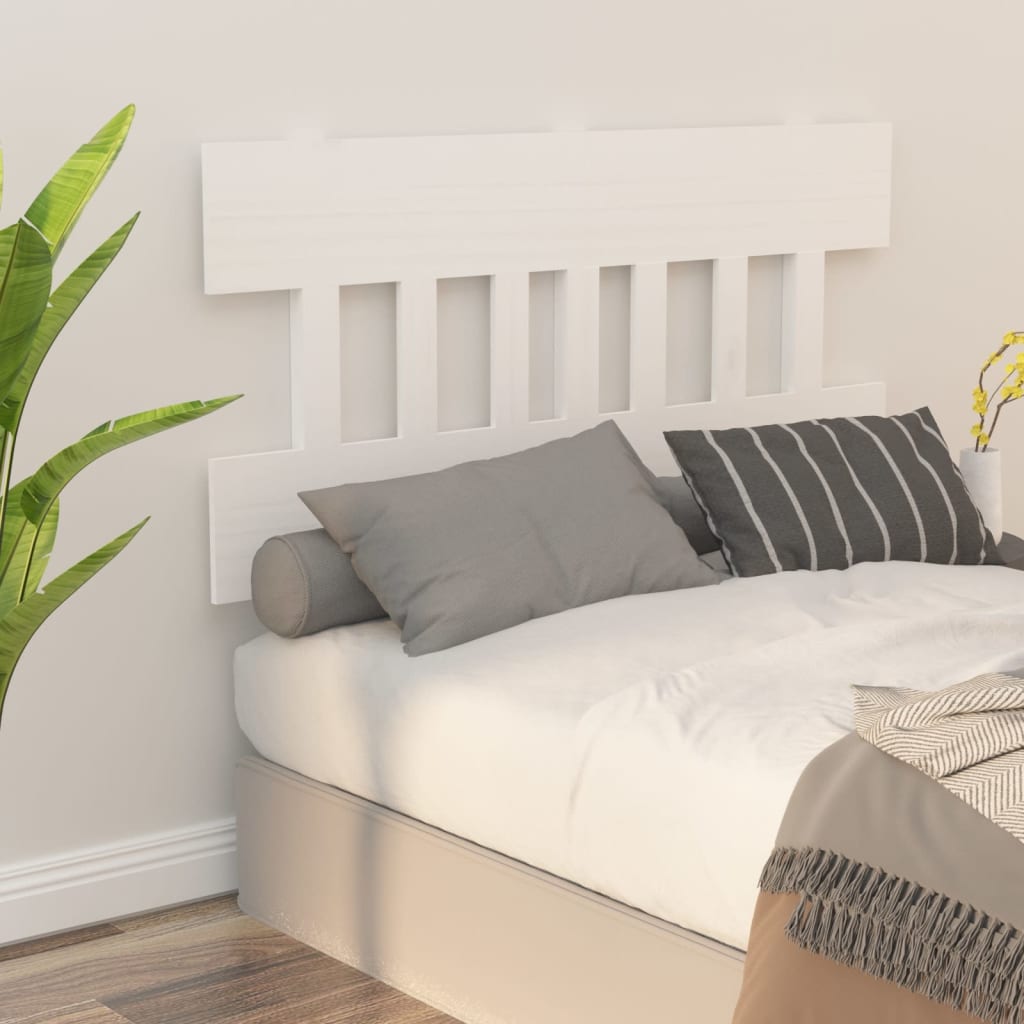 Bed Headboard White 123.5x3x81 cm Solid Wood Pine