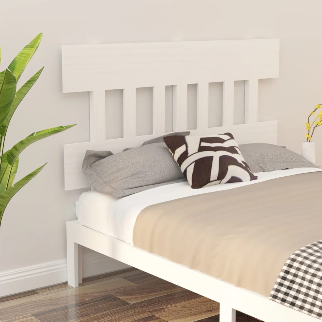 Bed Headboard White 123.5x3x81 cm Solid Wood Pine