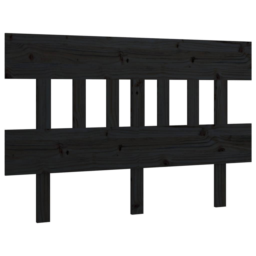 Bed Headboard Black 123.5x3x81 cm Solid Wood Pine