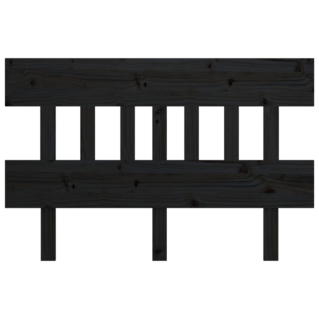 Bed Headboard Black 123.5x3x81 cm Solid Wood Pine