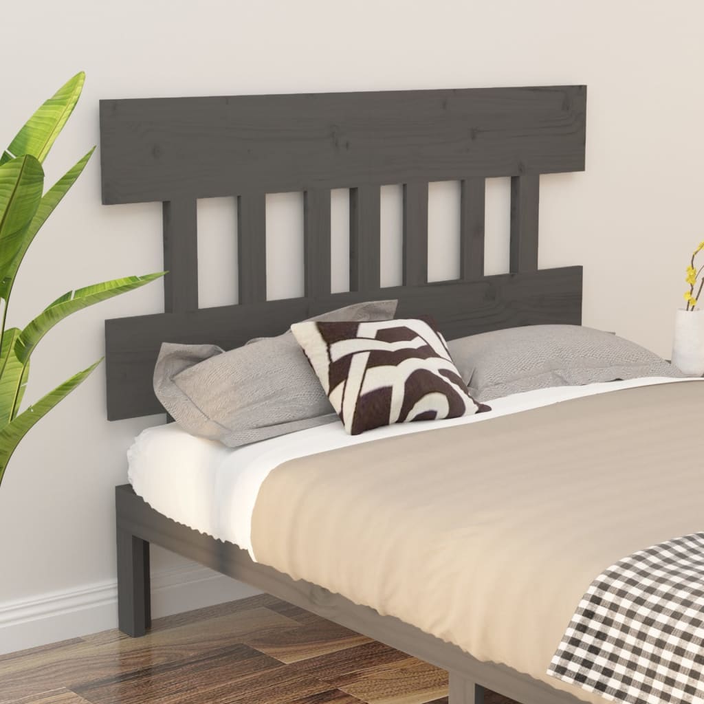 Bed Headboard Grey 153.5x3x81 cm Solid Wood Pine