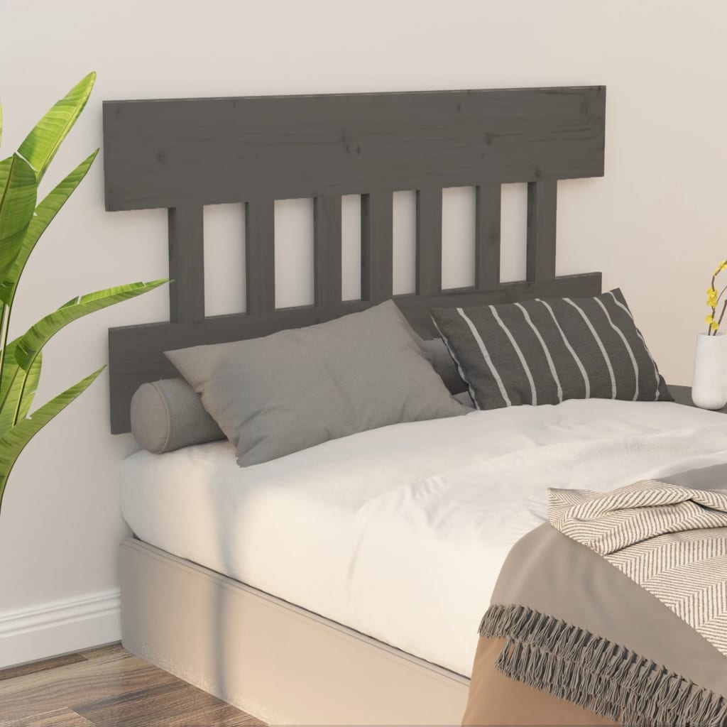 Bed Headboard Grey 163.5x3x81 cm Solid Wood Pine
