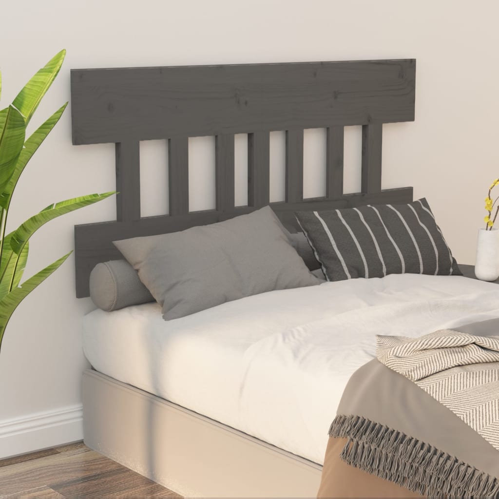 Bed Headboard Grey 183.5x3x81 cm Solid Wood Pine