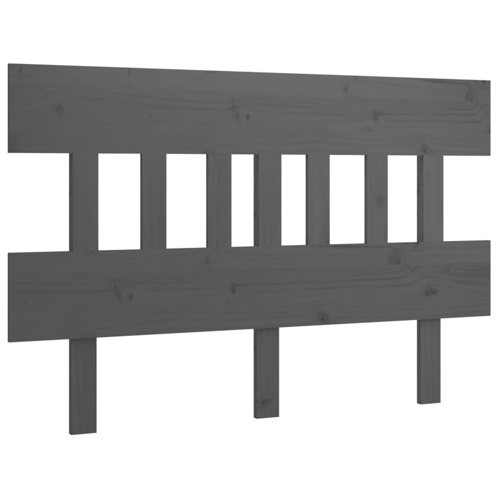 Bed Headboard Grey 203.5x3x81 cm Solid Wood Pine