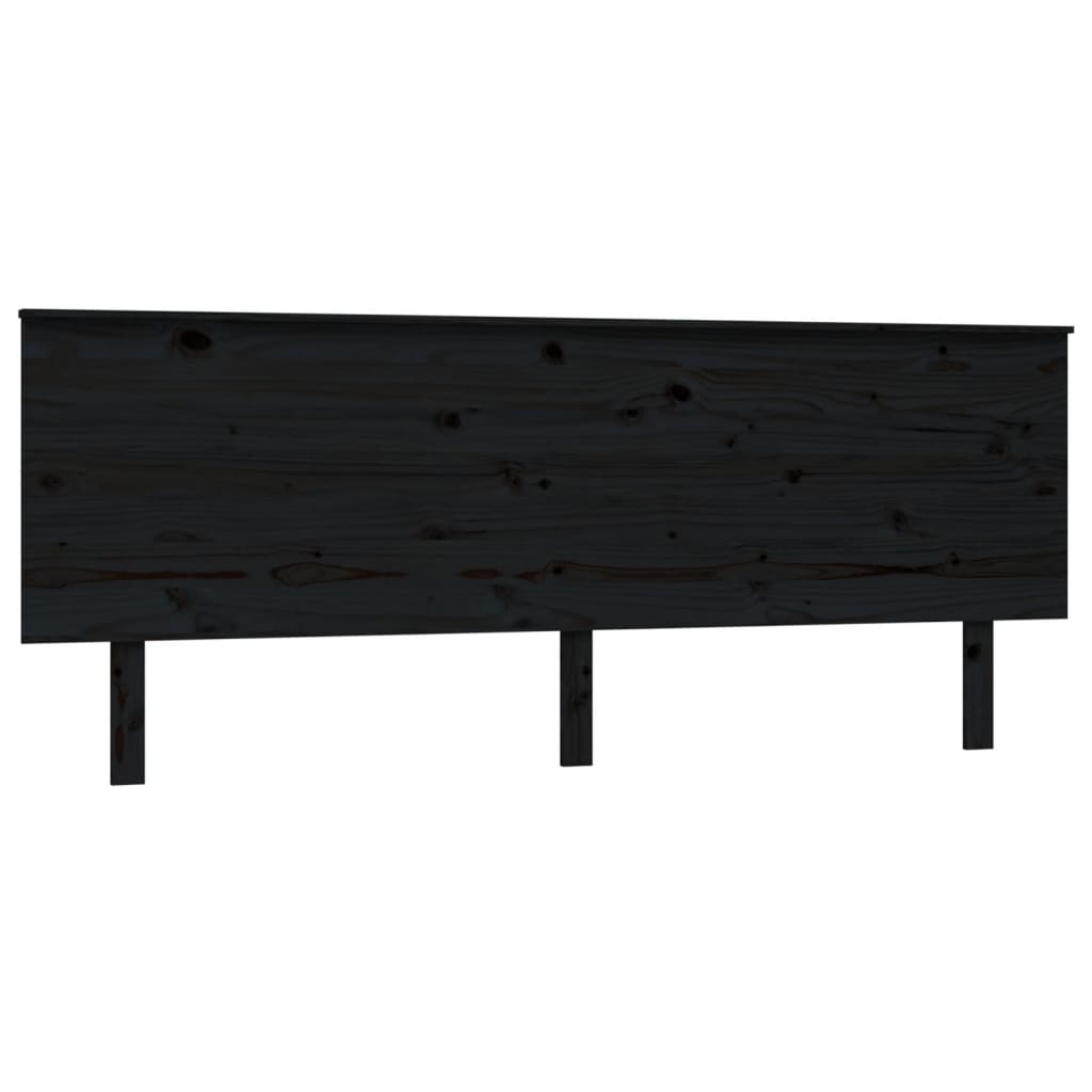 Bed Headboard Black 204x6x82.5 cm Solid Wood Pine