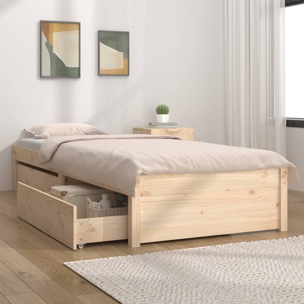 Bed Frame without Mattress with Drawers Small Single