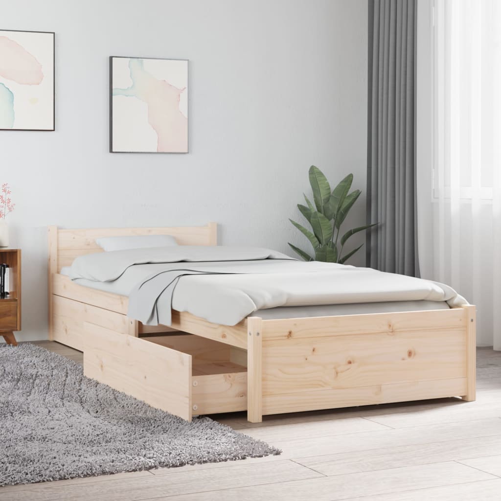 Bed Frame without Mattress with Drawers Small Single