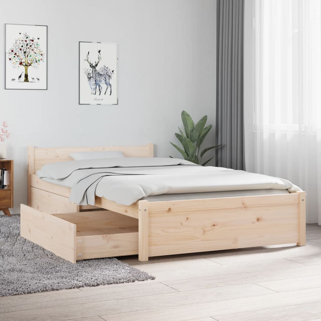 Bed Frame without Mattress with Drawers Single