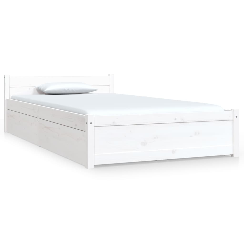 3103489 vidaXL Bed Frame without Mattress with Drawers White 100x200 cm (815035+814990)