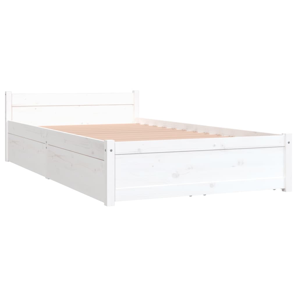 3103489 vidaXL Bed Frame without Mattress with Drawers White 100x200 cm (815035+814990)