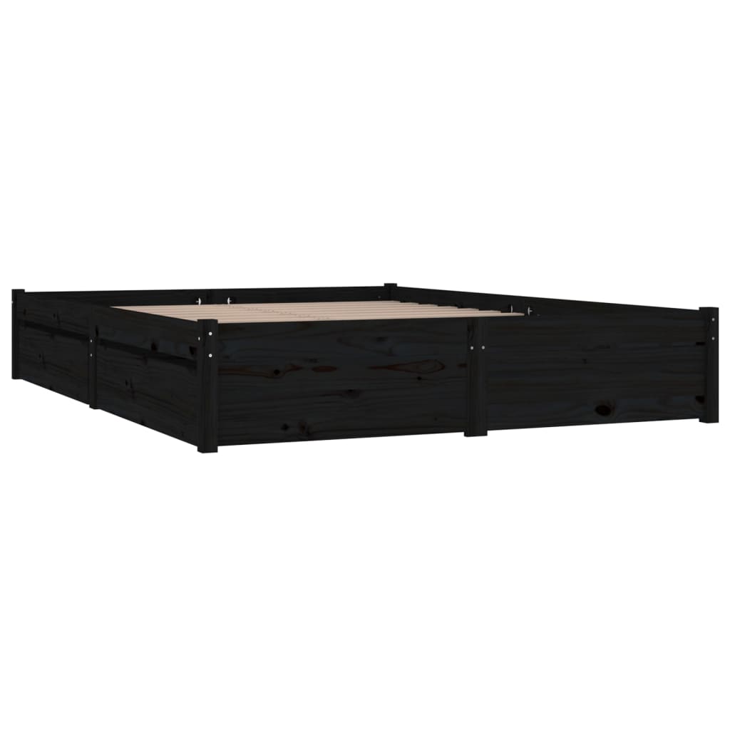 Bed Frame without Mattress with Drawers Black Small Double