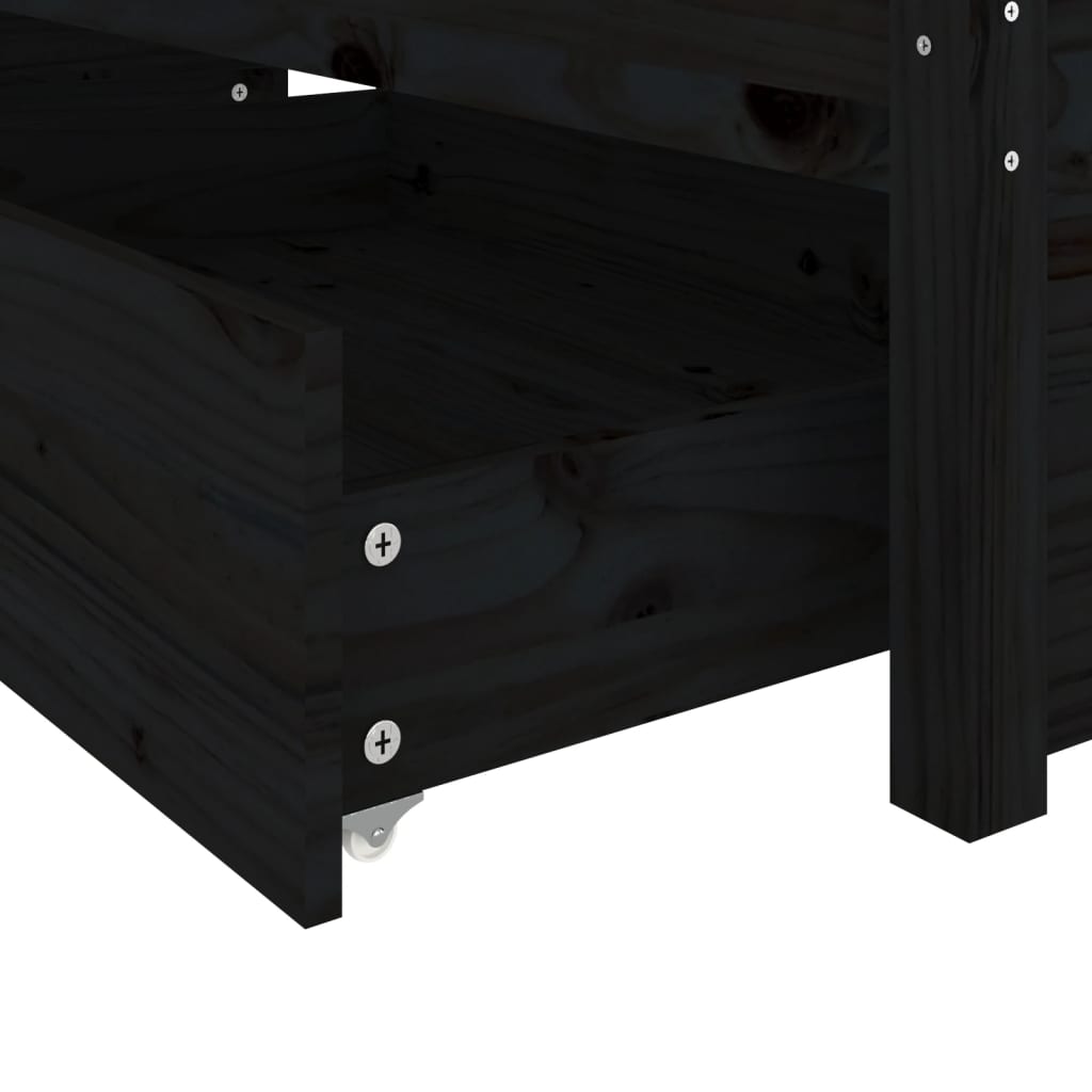 Bed Frame without Mattress with Drawers Black Small Double