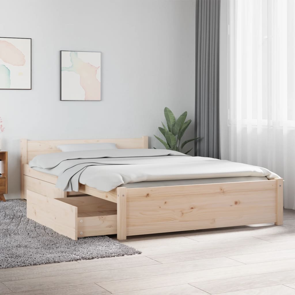 Bed Frame without Mattress with Drawers Small Double