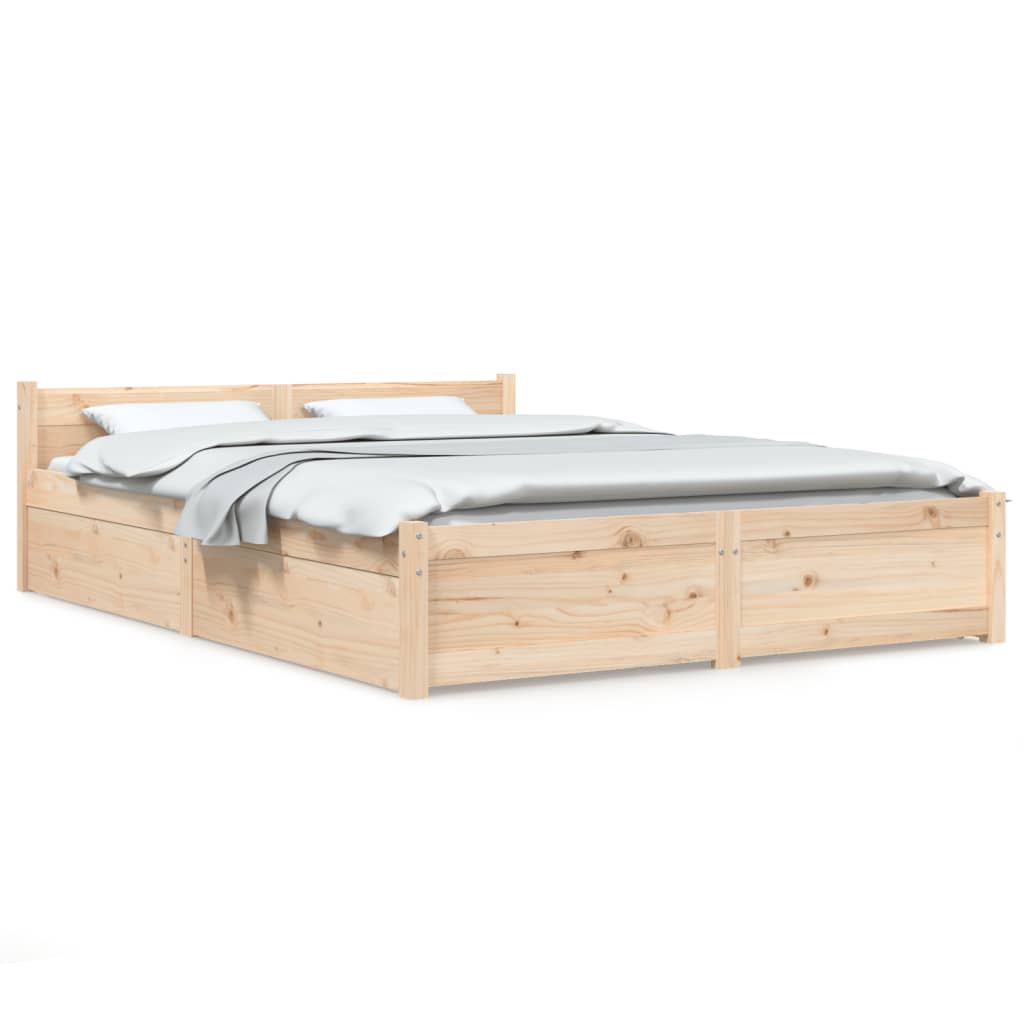 Bed Frame without Mattress with Drawers Double