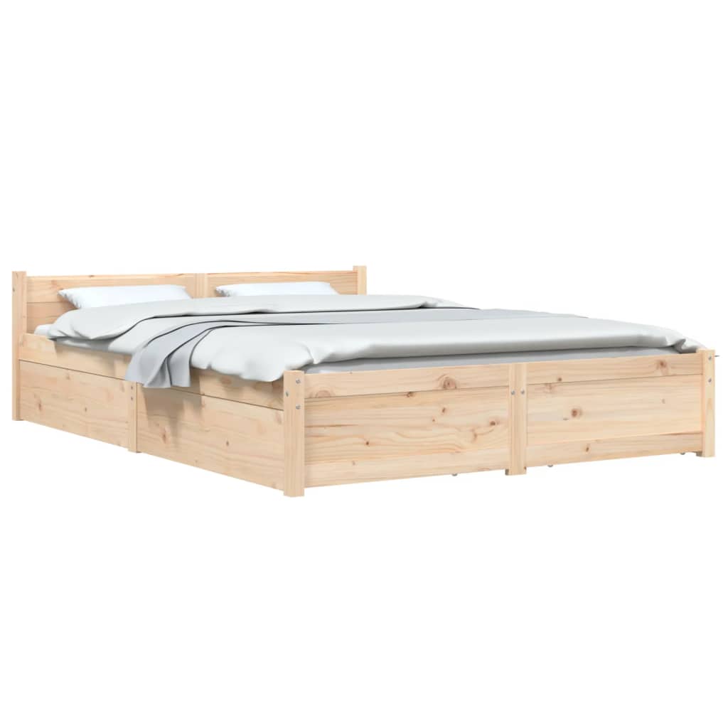 Bed Frame without Mattress with Drawers Double