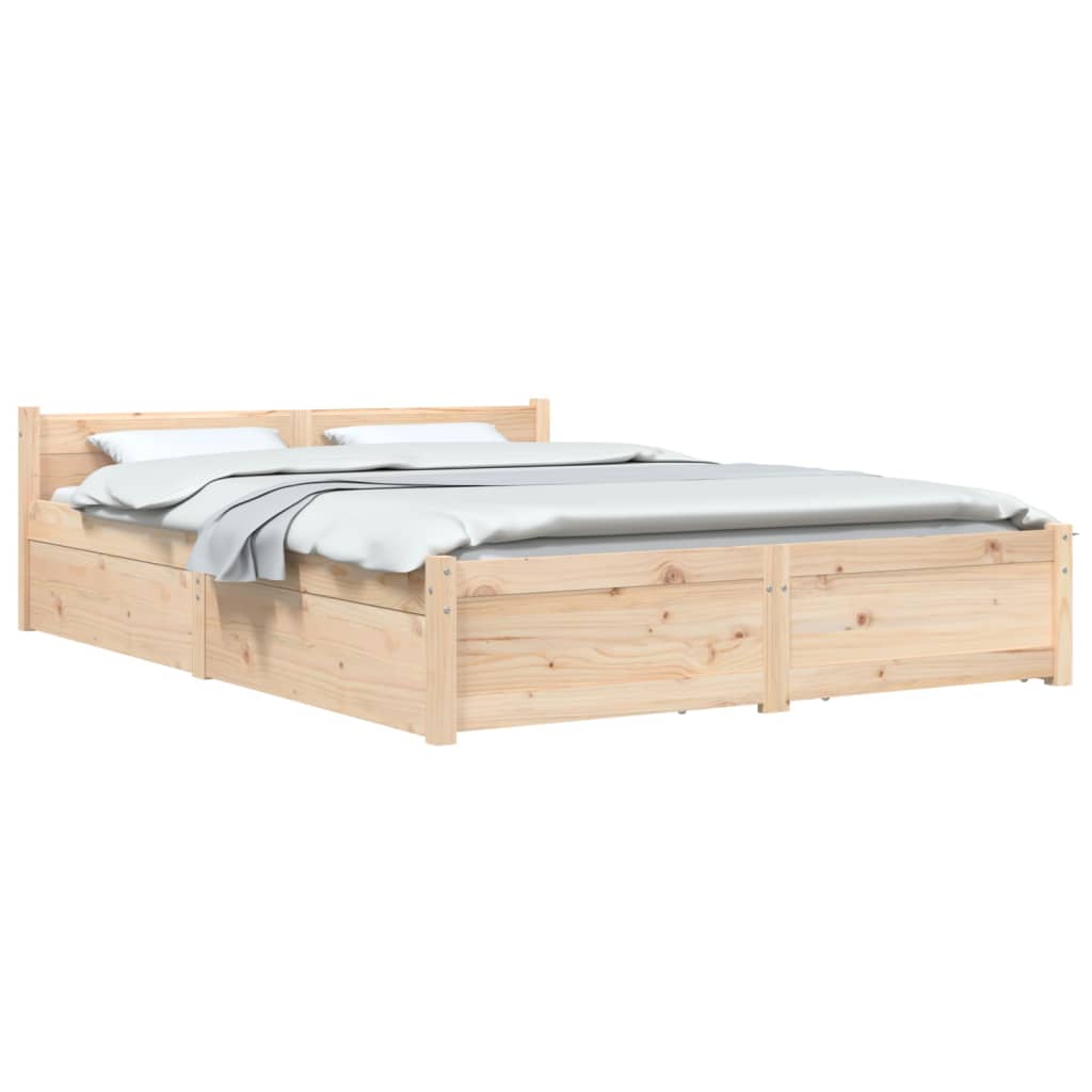 3103549 vidaXL Bed Frame without Mattress with Drawers 140x190 cm (815024+814994)