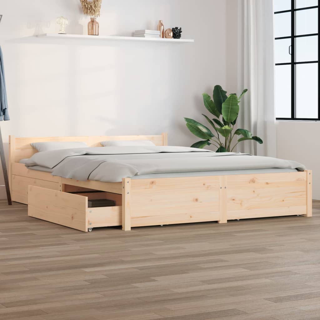 3103549 vidaXL Bed Frame without Mattress with Drawers 140x190 cm (815024+814994)