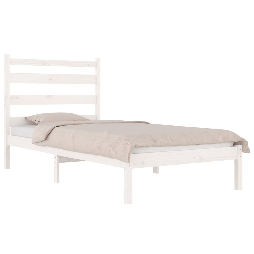3103639 vidaXL Bed Frame without Mattress White Solid Wood 100x200 cm (810008+818406)
