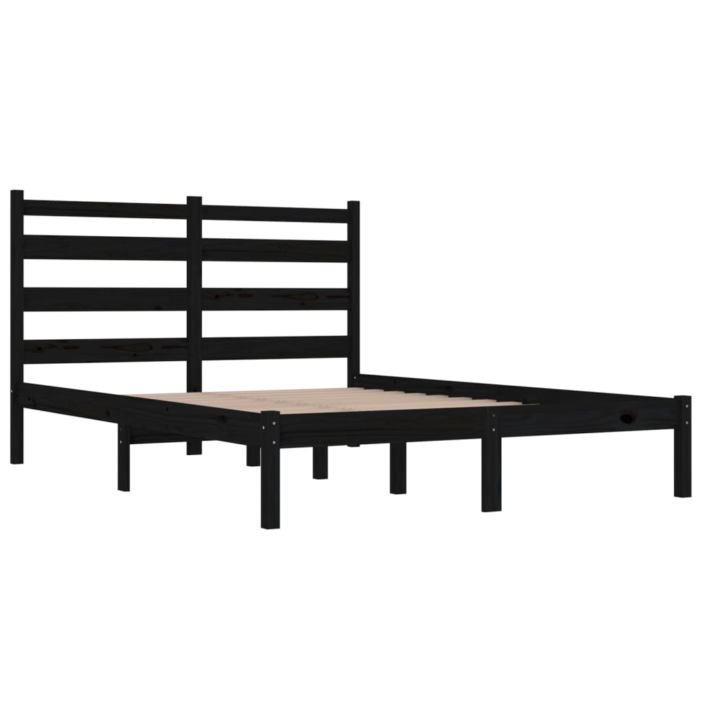 3103672 vidaXL Bed Frame without Mattress Black Solid Wood 200x200 cm (810041+818444)