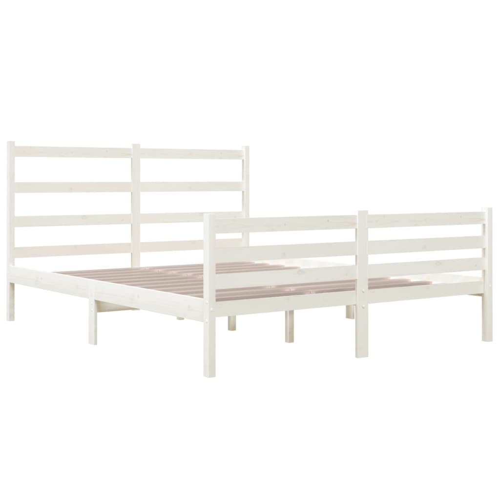 Bed Frame without Mattress White Solid Wood Small Double
