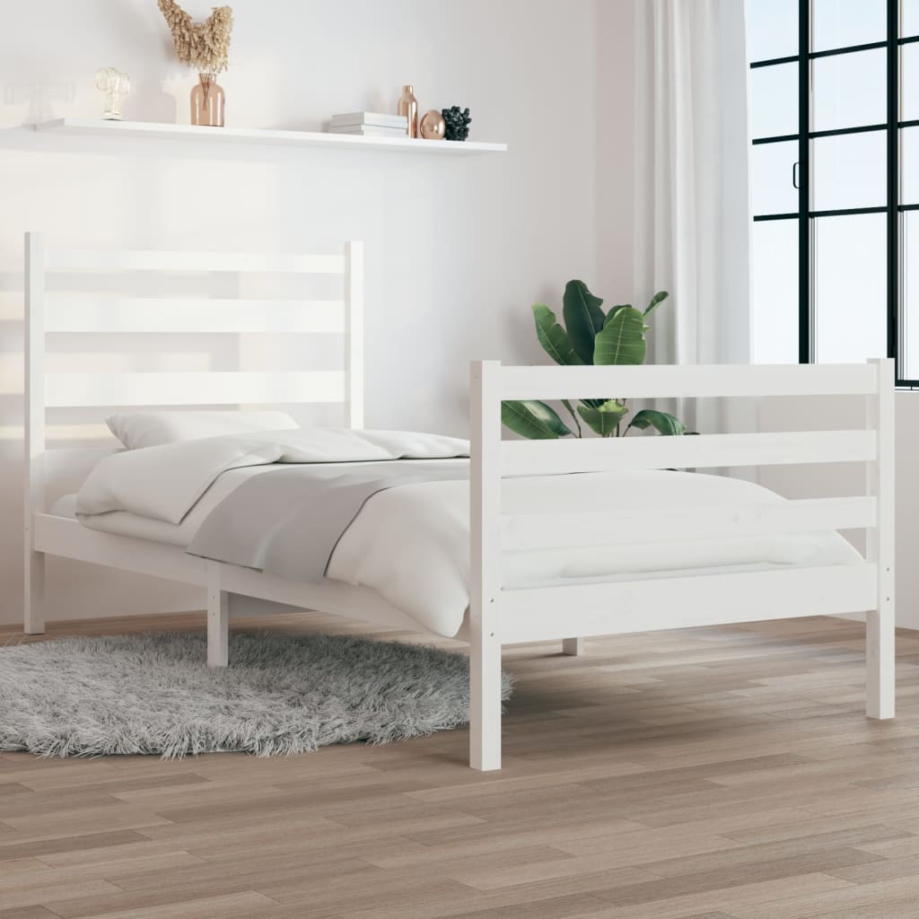 Bed Frame without Mattress Solid Wood Pine 100x200 cm White