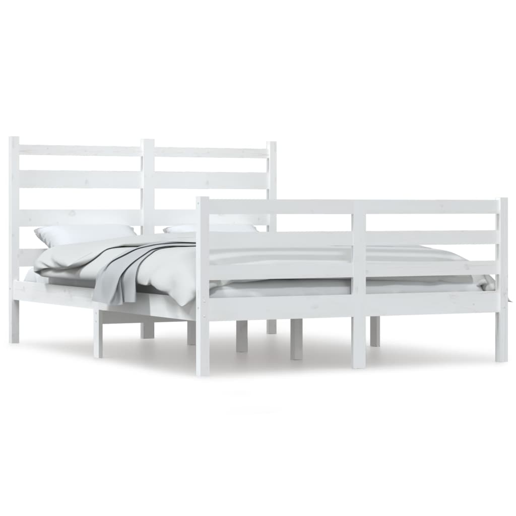 Bed Frame without Mattress Solid Wood Pine 120x200 cm White