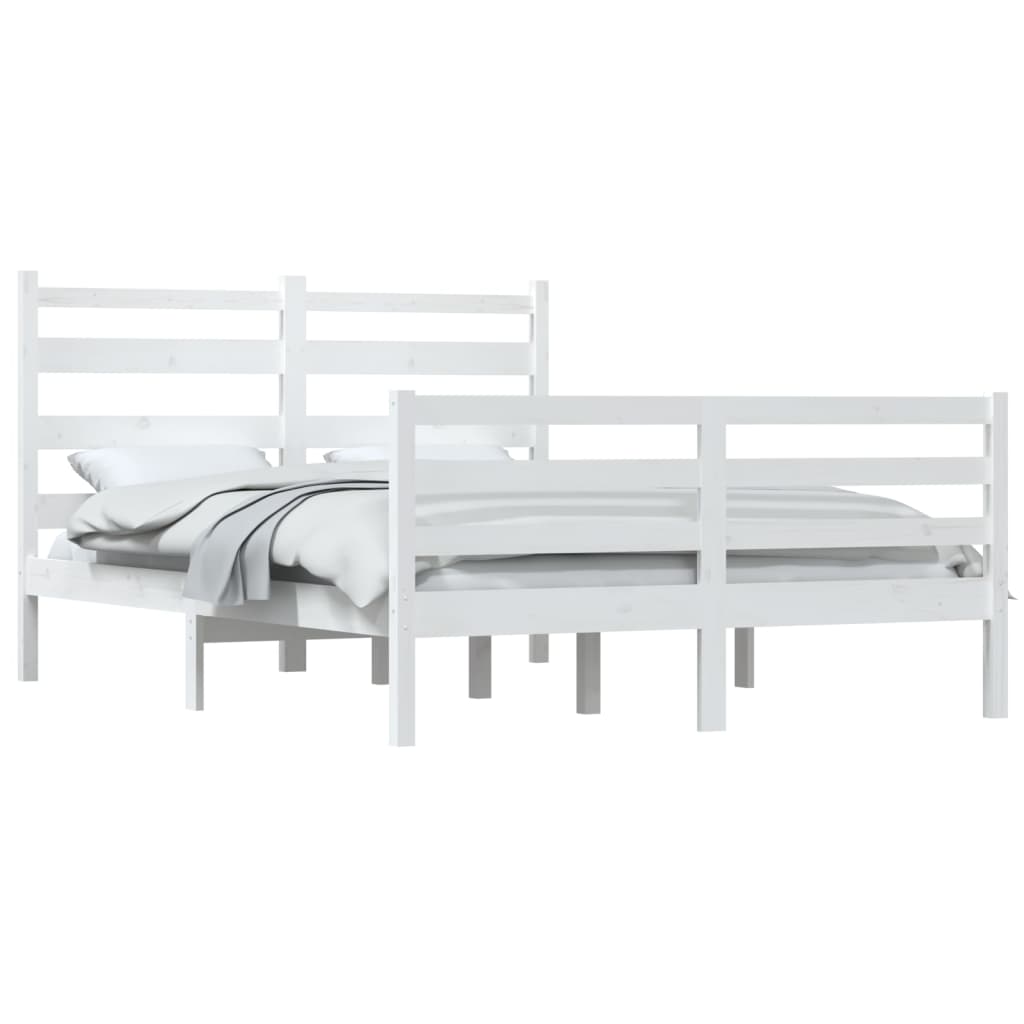 Bed Frame without Mattress Solid Wood Pine 120x200 cm White