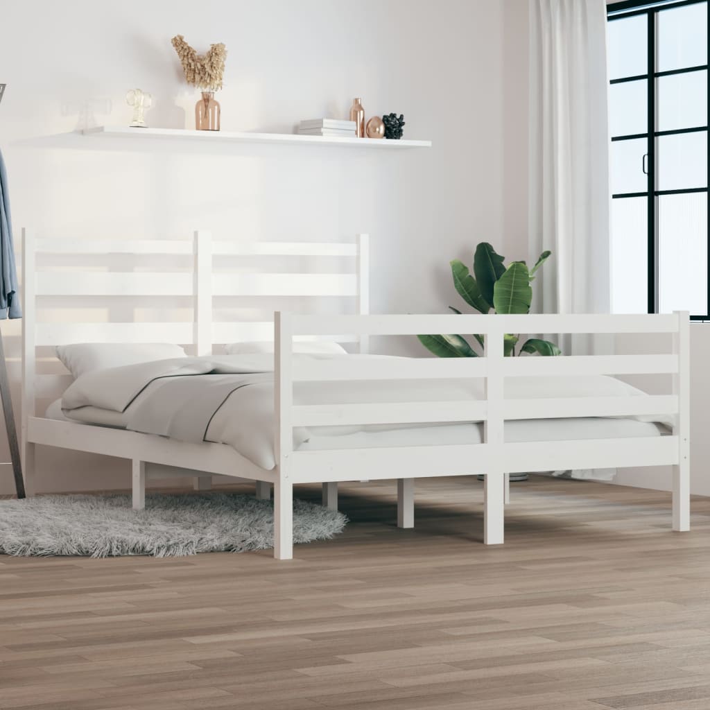 Bed Frame without Mattress Solid Wood Pine 120x200 cm White