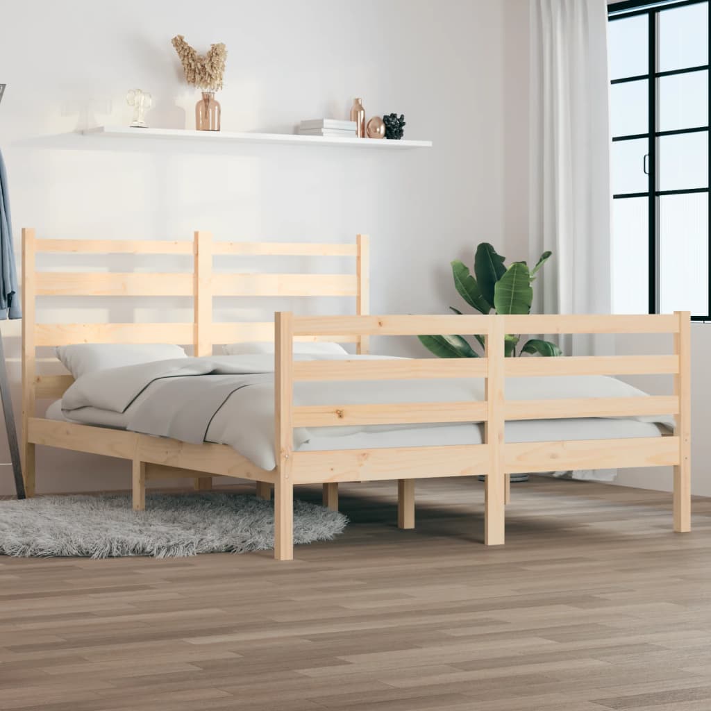 Bed Frame without Mattress Solid Wood Pine 140x200 cm