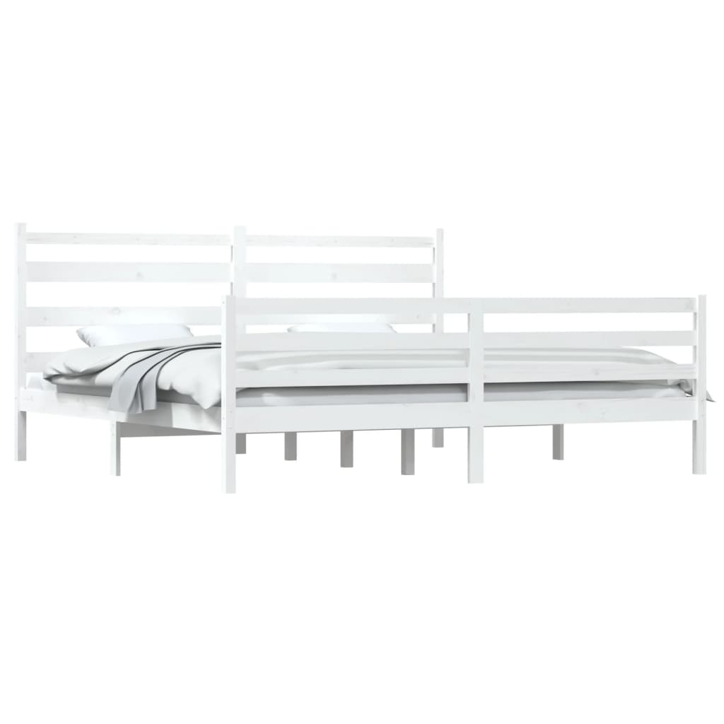 Bed Frame without Mattress Solid Wood Pine 200x200 cm White