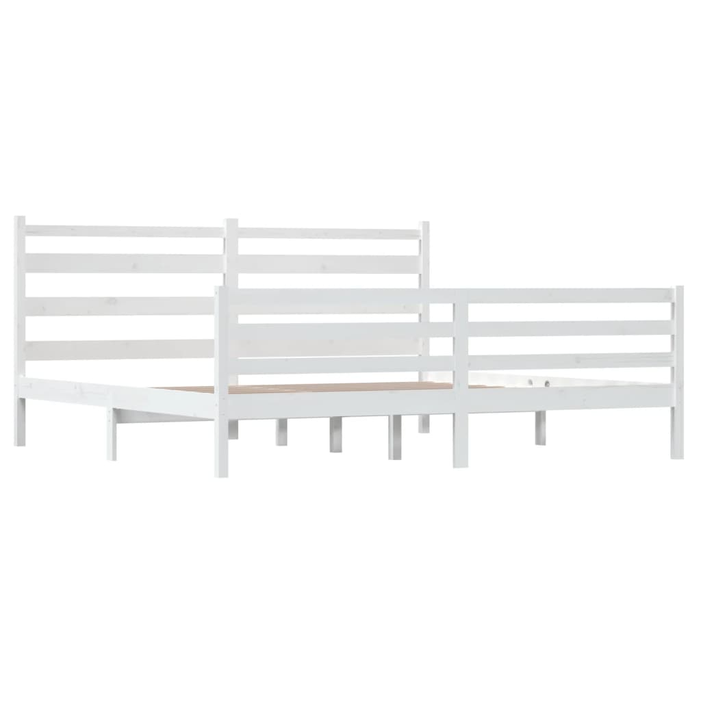 Bed Frame without Mattress Solid Wood Pine 200x200 cm White