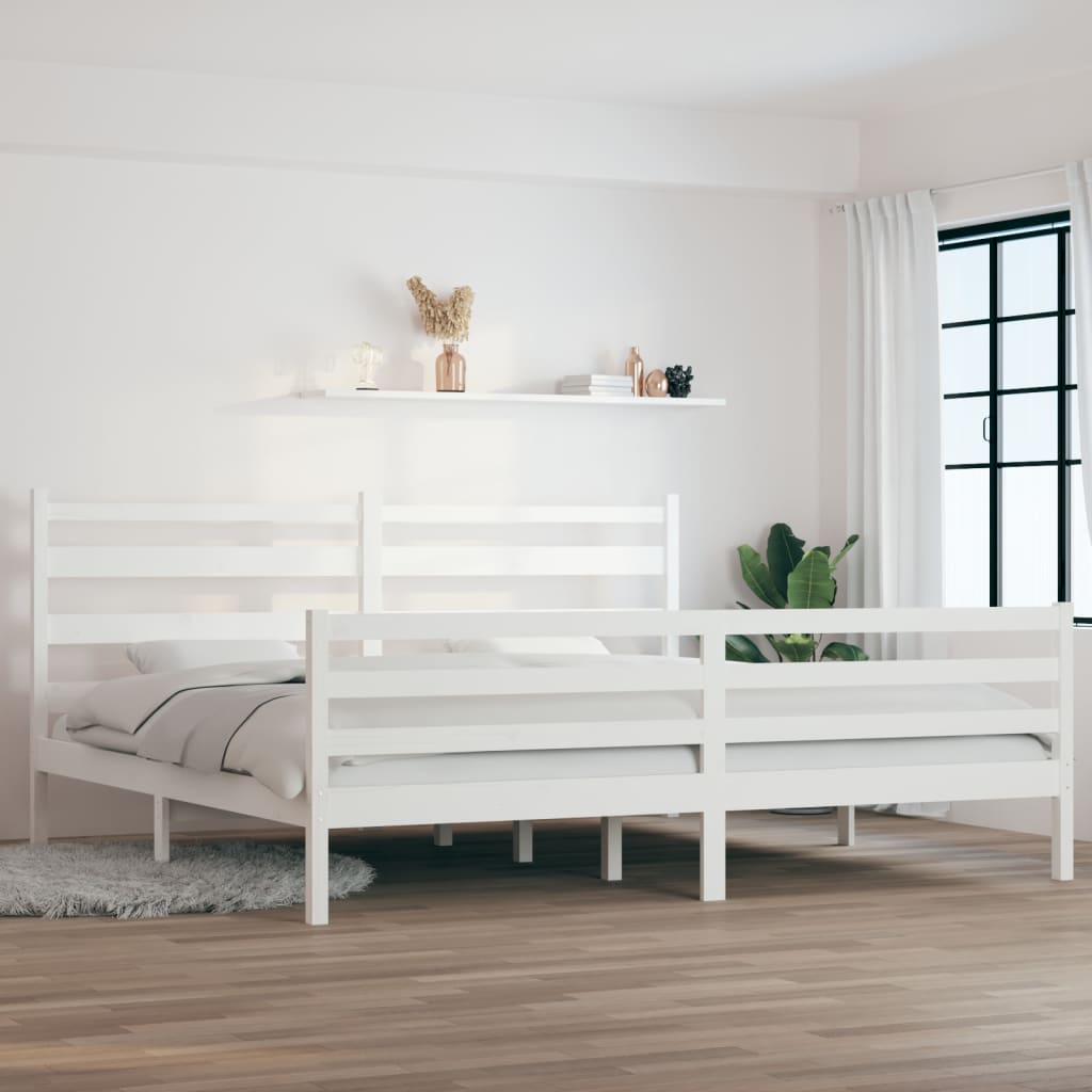 Bed Frame without Mattress Solid Wood Pine 200x200 cm White